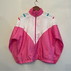 Vintage 1990’s Windbreaker, Women’s Medium, Pink/White